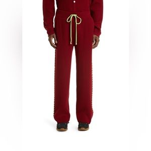 The Elder Statesman Whipstitch Trim Organic Cotton & Cashmere Rib Lounge Pants L